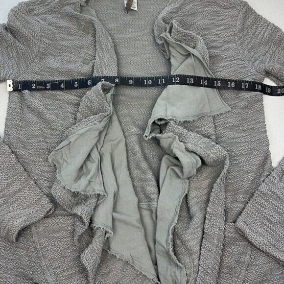 XCVI Cardigan Sweater Silver Waterfall Open Front Long Sleeve Cotton Layered XS - Picture 8 of 12